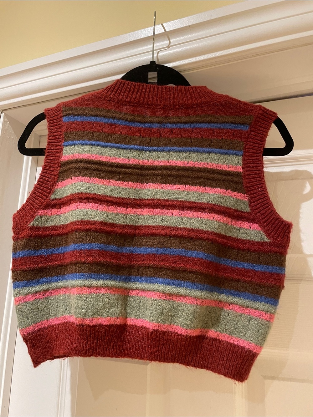 CIDER Multicolor Striped Cropped Sweater Vest Wool Blend Y2K Indie M - Picture 5 of 8